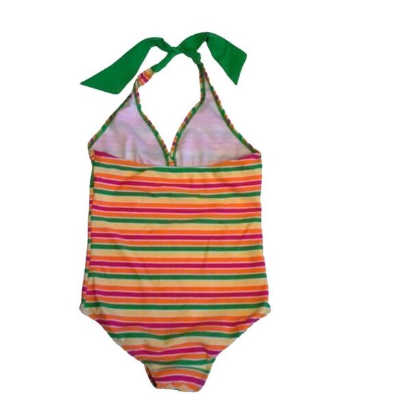 LITTLE SEA GEMS Swimsuit Striped One-Piece Halter size 10 - Picture 3 of 12